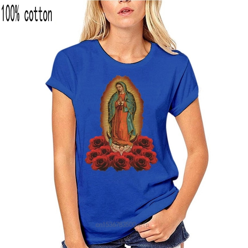 New 2021 Summer Fashion Funny Print T-Shirts 12 T-Shirts Virgen De Guadalupe Mary Maria Virgin Lot Wholesale soccerer T Shirts