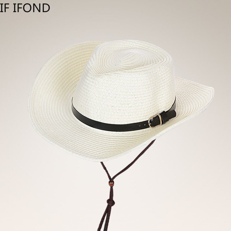 New Summer Hat Panama Hats Men Straw Cowboy Hat Sun Hat Folding Western Wide Curved Brim
