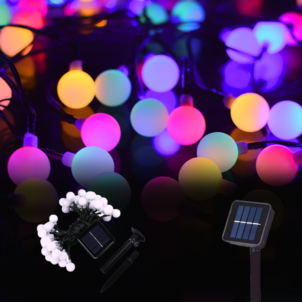 200 Led Solar String Lights Outdoor Crystal Fairy Light Chritmas Garland 8 Modes Waterproof Patio Light for Garden Party Decor