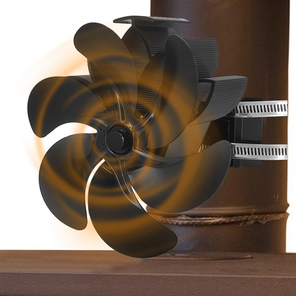 Heat Powered Stove Fan 6-Blade Wood Burning Stove Fan for Log Burning Silent Energy Saving Fireplace Fan with Overheat Protect