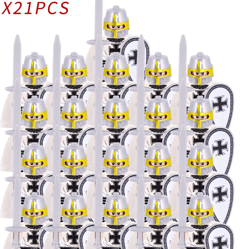 Medieval Figures Middle Ages Rome Warrior Golden Knight Hawk Castle king knights Building Block Dragon knight Toys For Children