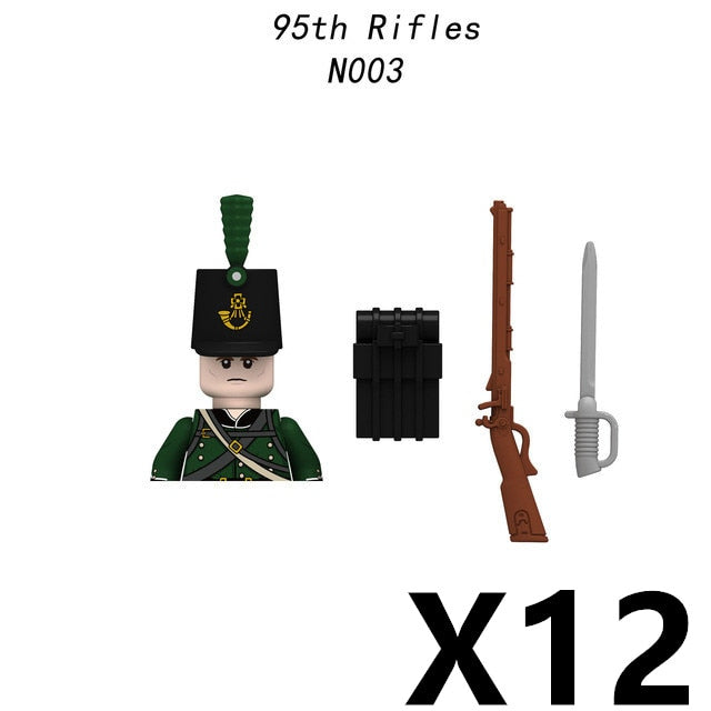 Napoleonic Wars Medieval Figures Building Blocks French Fusilier Officer Infantry Army Soldiers Weapons Bricks Toy Gift Kid W399