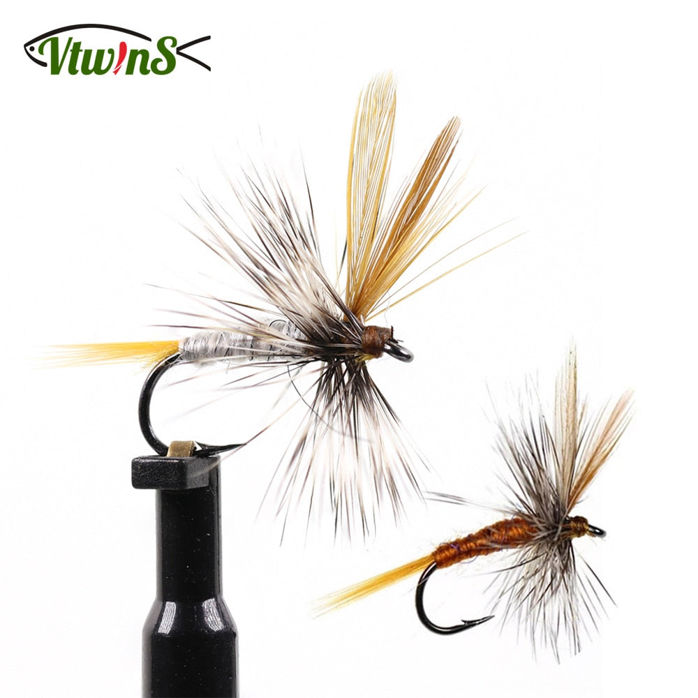 Vtwins Baetis Dun Adult Mayfly Adams Dry Fly Patterns Caddis Midge Brown Gray Trout Fishing Flies Artificial Lure Baits