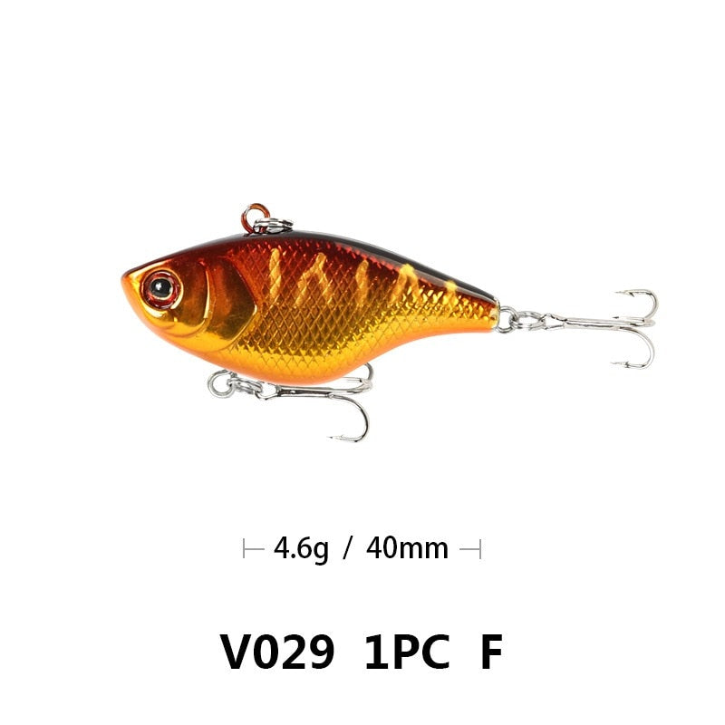 1PCS Hard VIB Lures Fishing Bait Treble Hooks Sinking Crankbait Wobber Fishing Tackle 4.6g 4cm