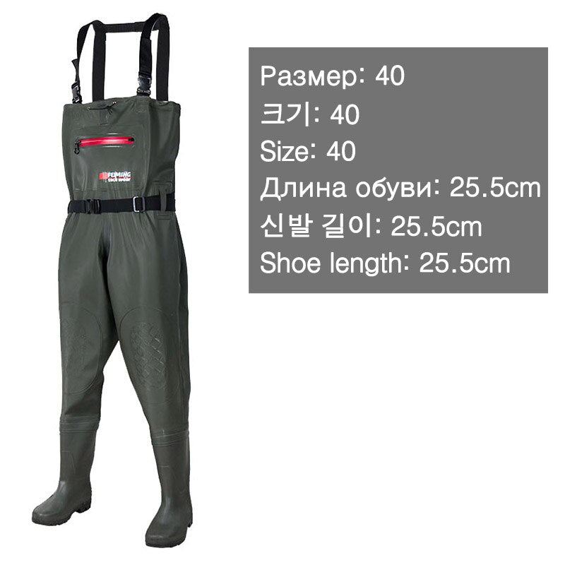 PVC Fly Fishing Chest Waders for Men With Boots Lure Women Hunting Bootfoot Waterproof With Wading Belt Adult Fish Gear Overalls