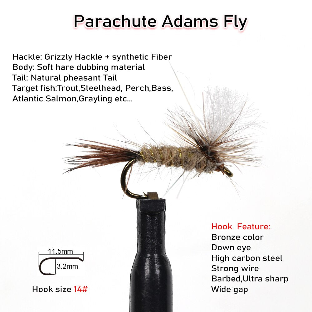 Vampfly Red Humpy Trout Flies Parachute Adams Irrestible Dry Fly Tied With Bronze Color Barbed Hook Steelhead Fishing Lure Bait