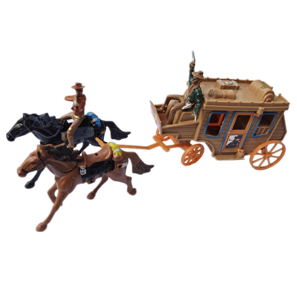 Western Cowboy Police Carriage Horses Model Plastic Toys Boys Kids Children&#39;s Toy Military Soldiers Set Birthday Christamas Gift