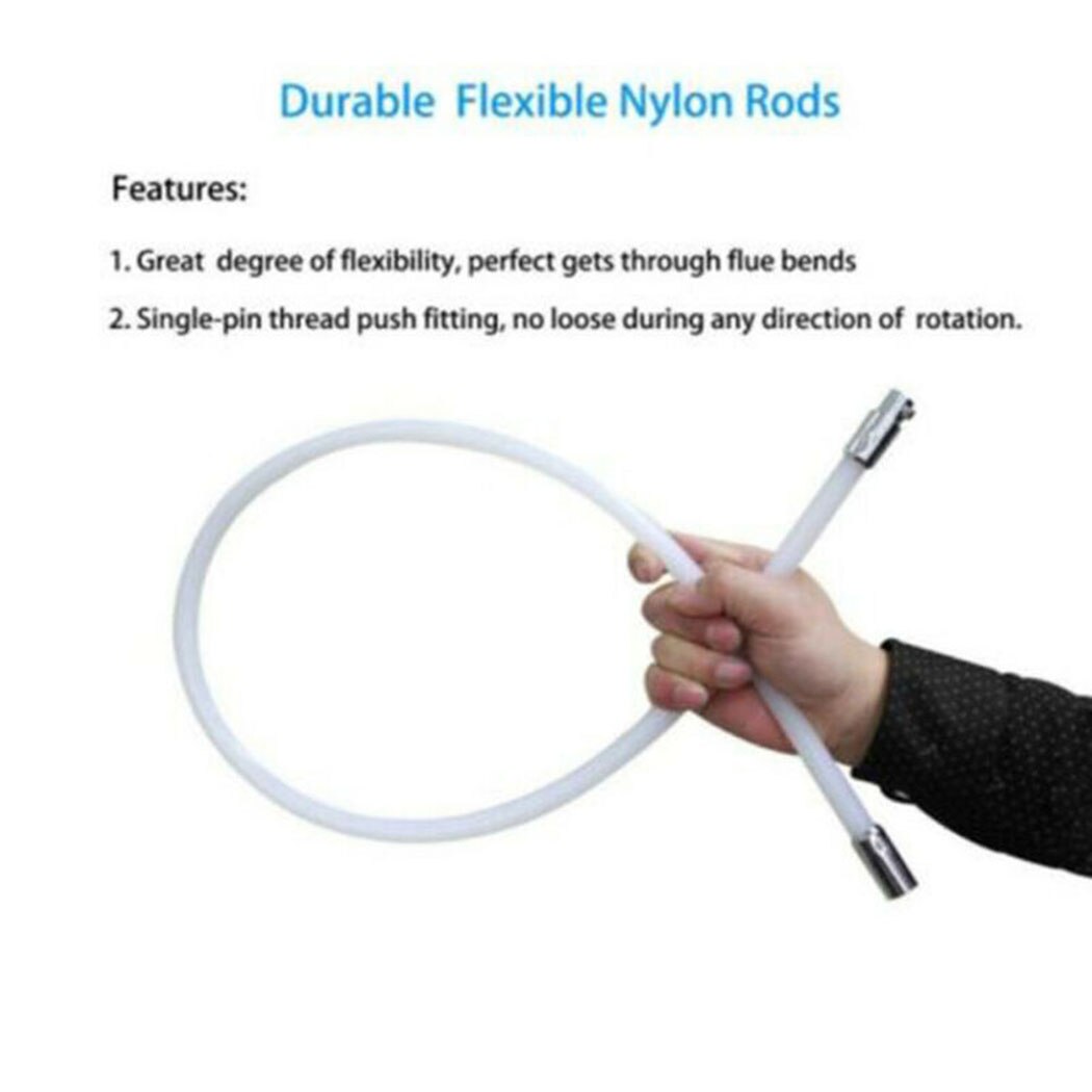 Fireplace Brush head Flue Cleaning System + 2 Rods Accessories Chimney Sweeping Cleaner Brush Flexible Spare parts