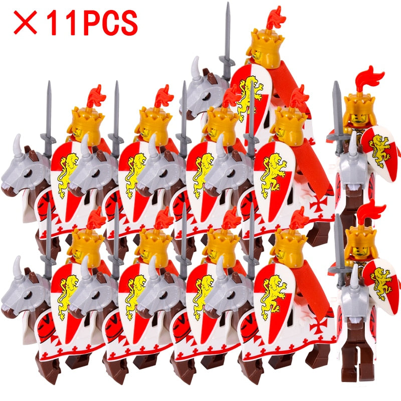 18PCS Classic Crusader Rome Commander Spartan Medieval Knights Group Figures building blocks bricks Castle toys For Boys