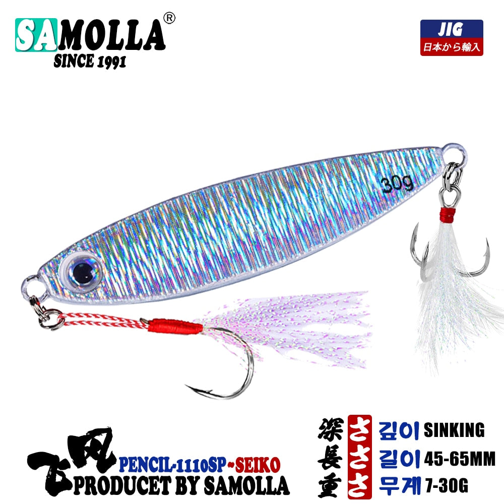 Metal Jig Fishing Lure Bass Fishing Jigs Weights 7-30g Holographic Trolling Saltwater Lures Isca Artificial Fish Tackle Pike