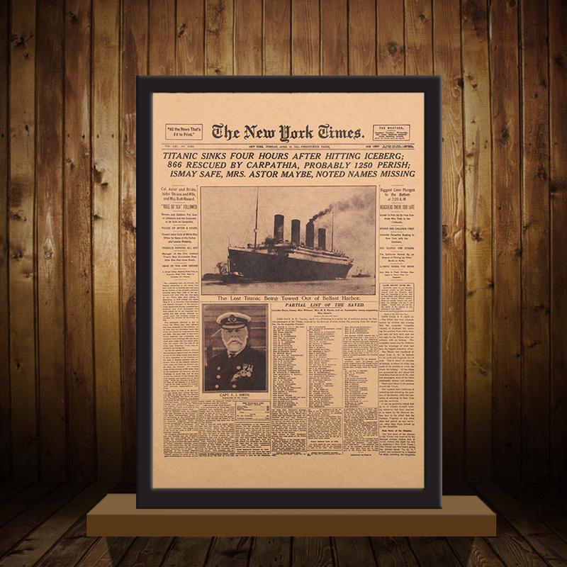 Classic The New York Times History Poster Titanic Shipwreck Old Newspaper Kraft Paper