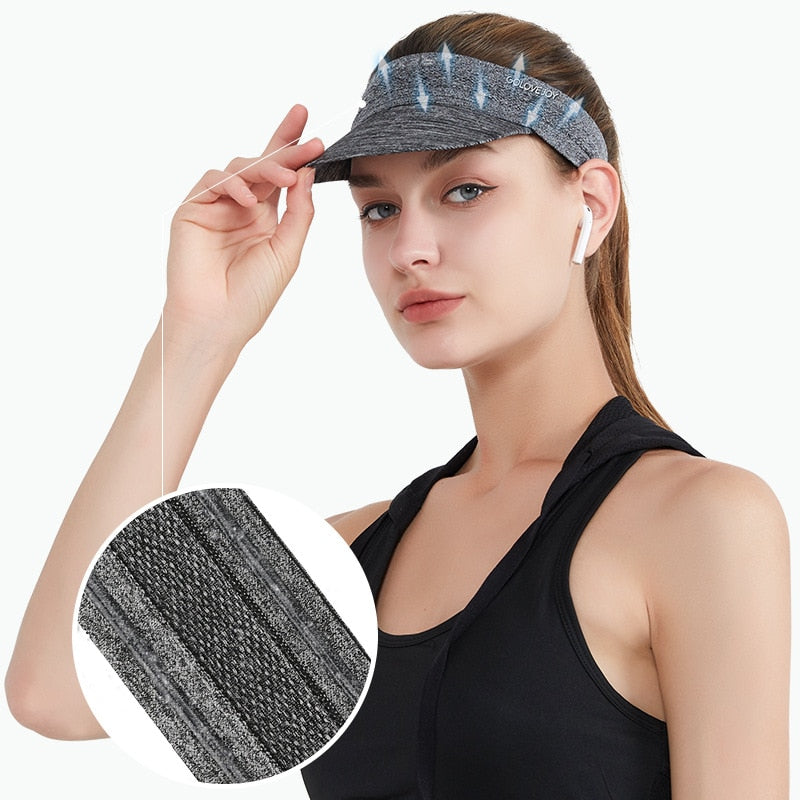 UPF50+ SunShade Running Hat Quick-Dry Baseball Cap Tennis Fishing Hat Sweat-Absorbent Adjustable Hair Band Sports Cap