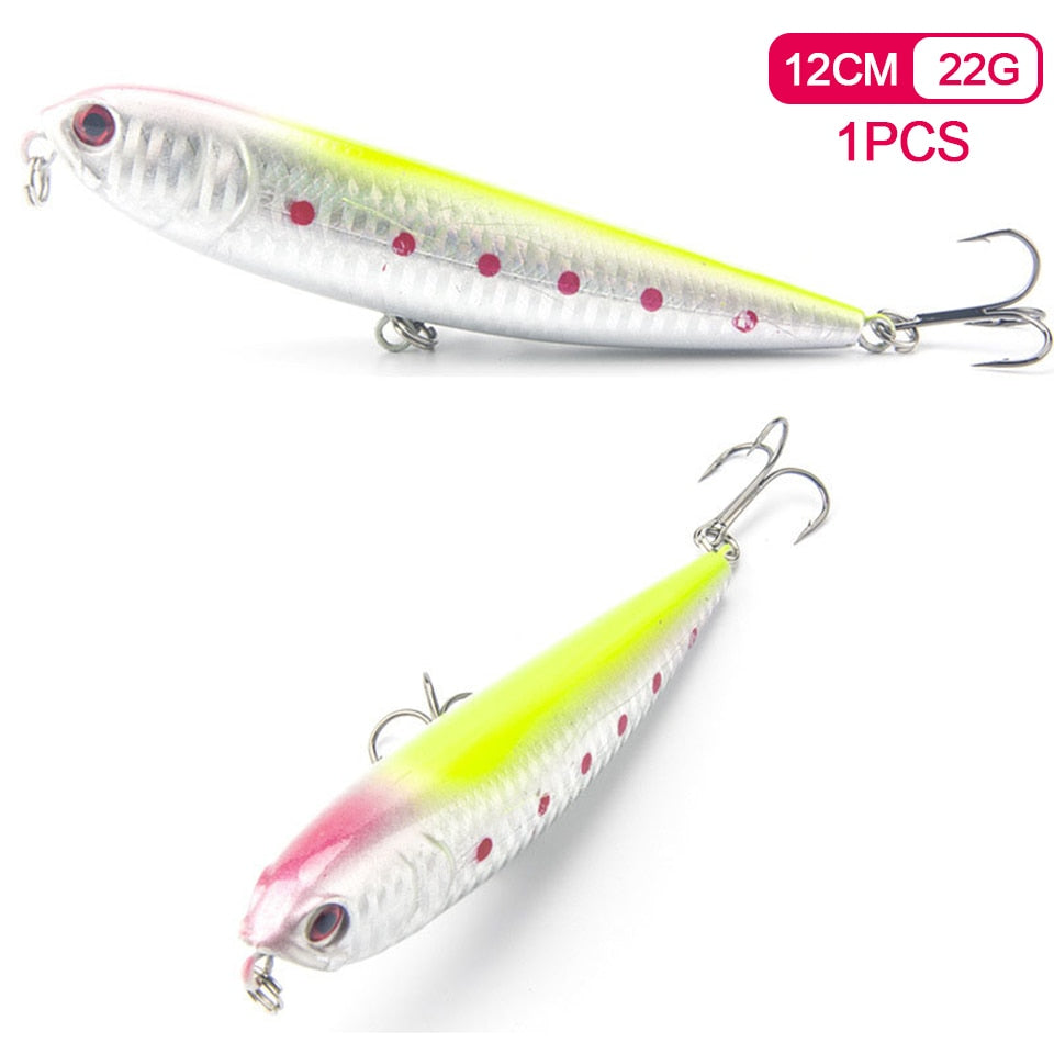 1PCS 12cm 22g Pencil Fishing Lure 4# Top water Dogs Hard Lures Baits Wobbler Artificial Hard Bait Fishing Tackle Pesca