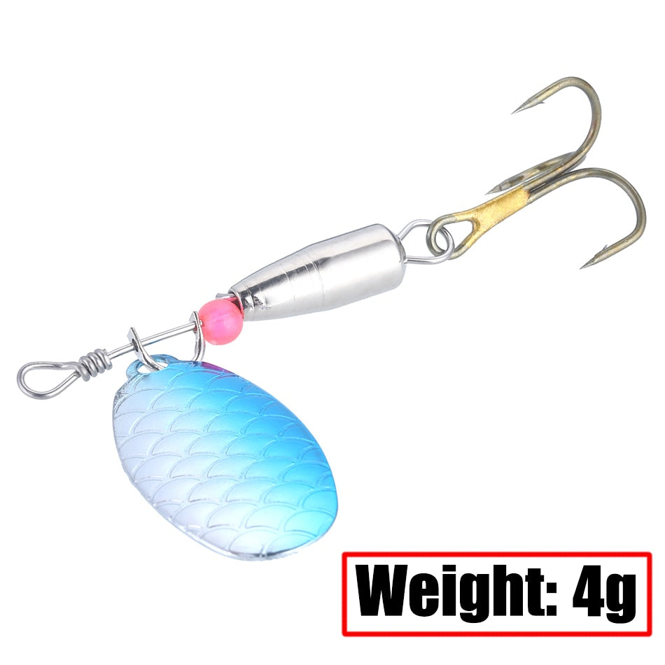 1pcs Spinner Bait 3g 3.5g 4g 4.2g 5.2g 6g Spoon Lures pike Metal With Treble Hooks Arttificial Bass Bait Fishing Lure