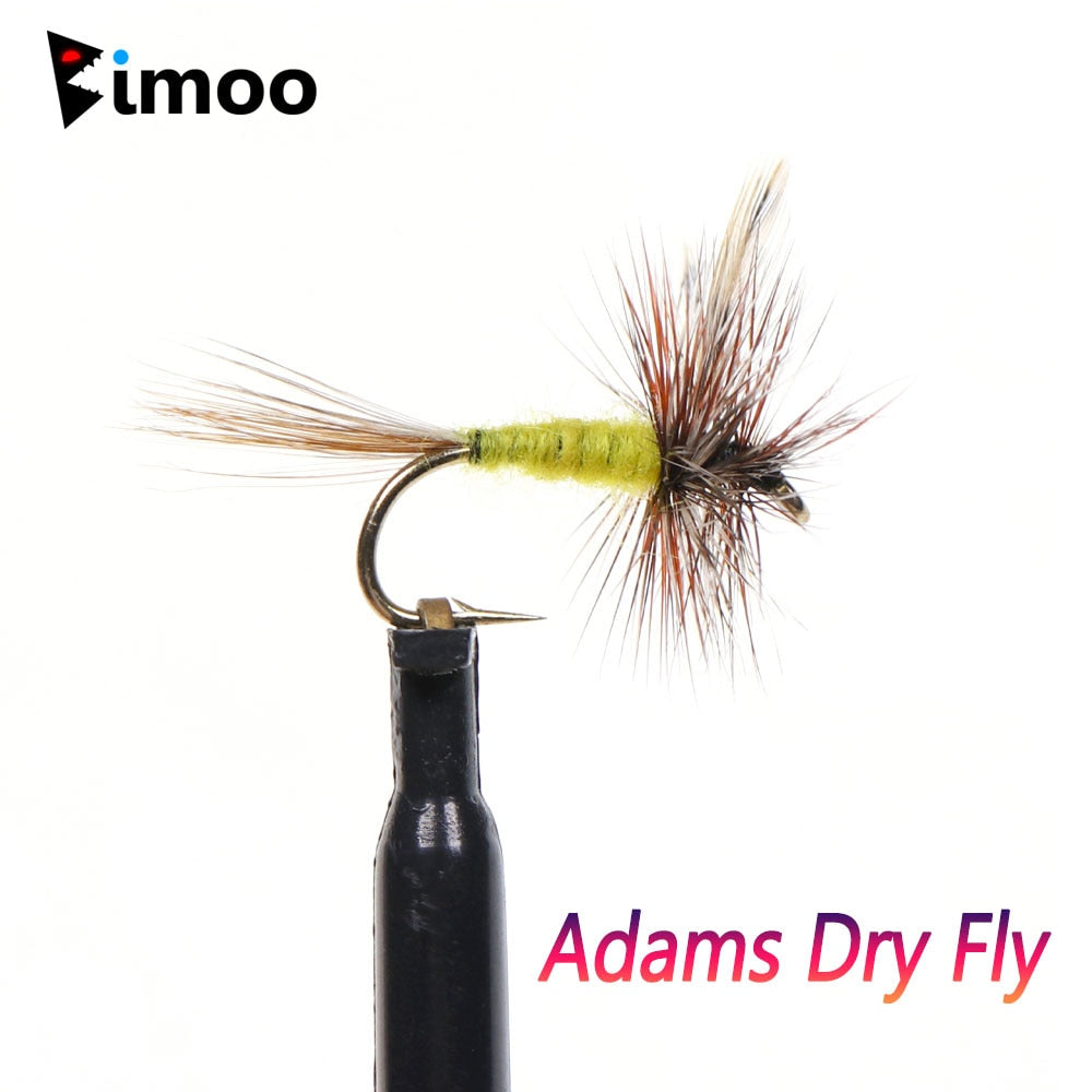 Bimoo 6PCS #10~#16 Grizzly Brown Hackle Adams Dry Fly Barbed Fly Hook May Fly Midge Fly Trout Fishing Lures Baits Grey Yellow