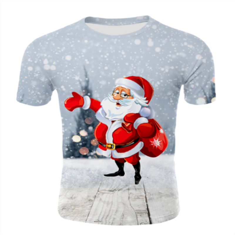 New Year Fashion Christmas Pattern Funny Men&#39;s T-Shirt Casual 3D Print Harajuku Personality Round Neck Fashion Short Sleeve Tops