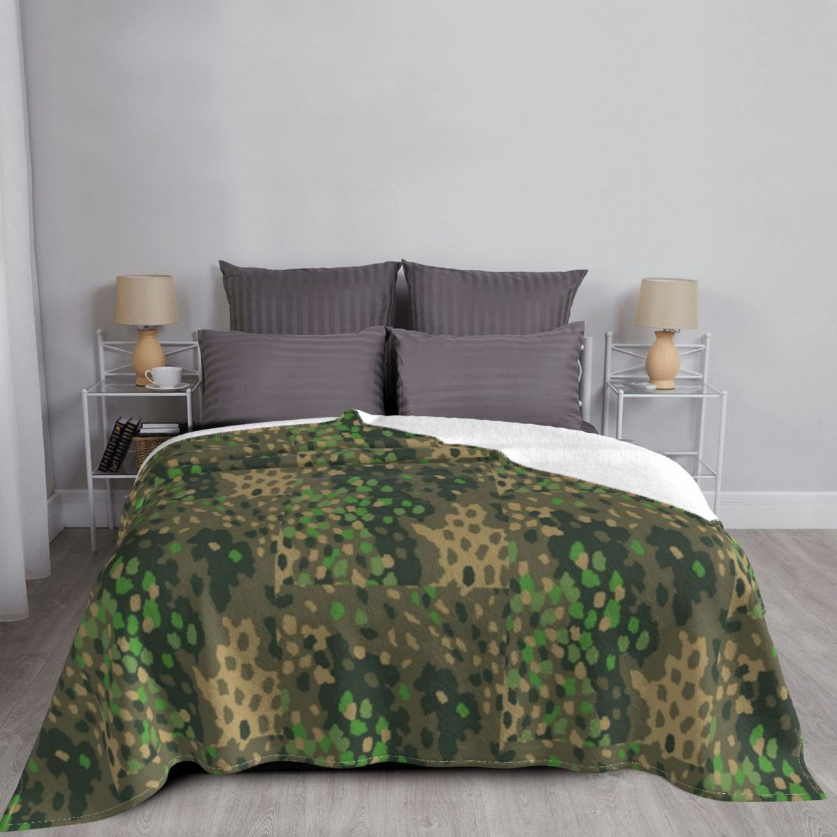 Dot 44 German Ww2 Camouflage Flannel Fleece Throw Blanket Flecktarn Warm Blankets Cotton Quilt Home Sofa Bedroom Bedding Throws