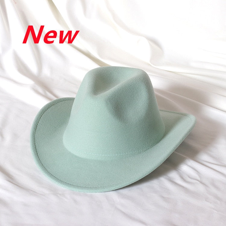 Cowboy hat cow head accessories cowboy hat monochrome felt hat men and women big brim outdoor hat knight hat