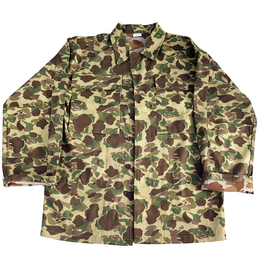 HBT Army American Coat Retro WW2 Land Force Uniform WWII Camo Training Jacket Cargo Tactical Clothes Herringbone