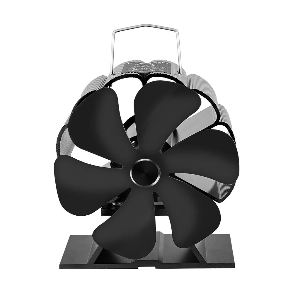 6 Blades Heat Powered Stove Fan Black Fireplace komin Log Wood Burner Eco Friendly Quiet Fan Home Efficient Heat Distribution