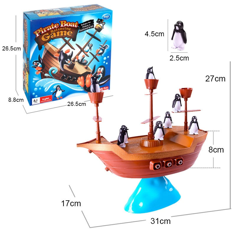 Kids Educational Toys  Desktop Pirate Boat Puzzle Toys Board Game Balance The Penguin Pirate Ship For Children Gift