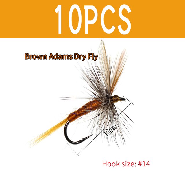 10PCS #14 Adam flies Dry Fly Adult Mayfly Flying Caddis or Midge fly fishing lures For Trout Fishing Baits