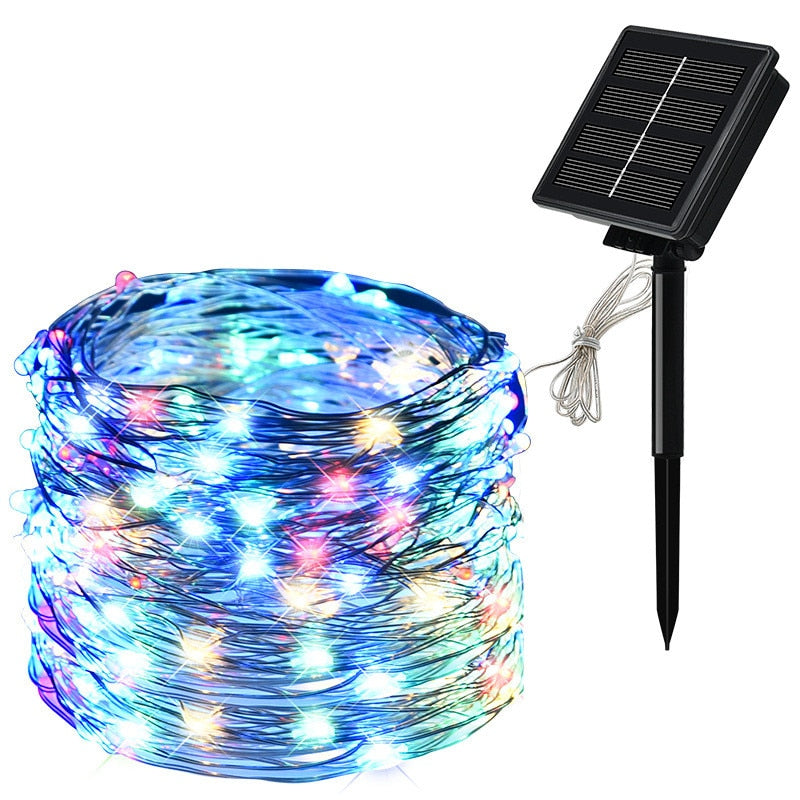 200 Led Solar String Lights Outdoor Crystal Fairy Light Chritmas Garland 8 Modes Waterproof Patio Light for Garden Party Decor