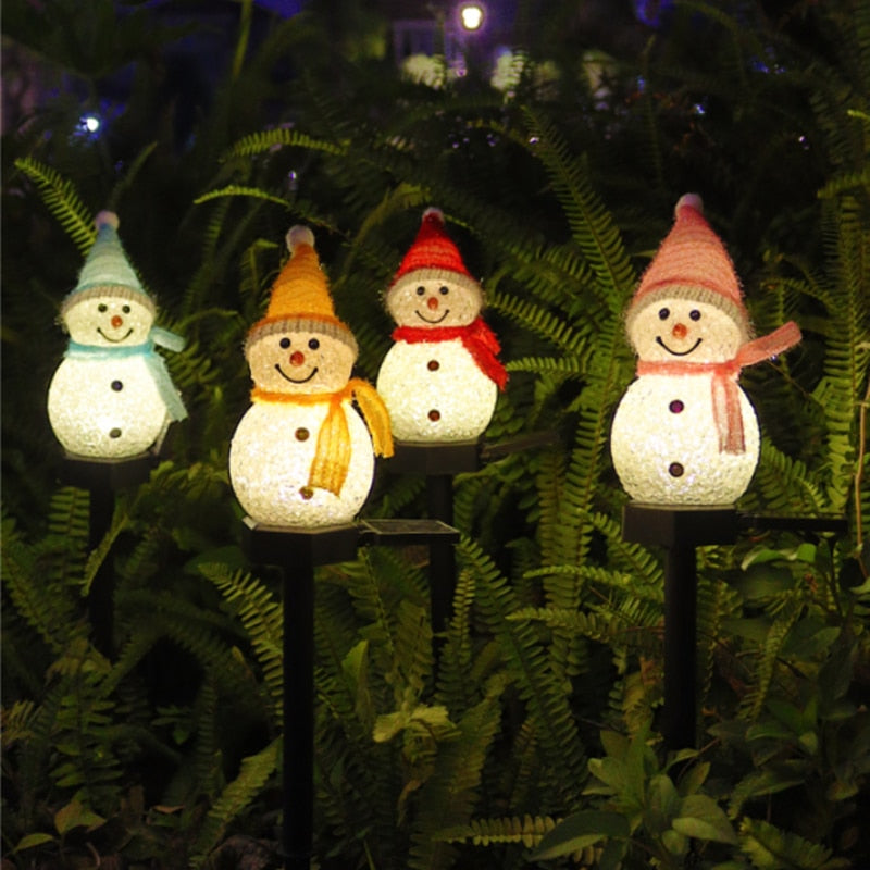 Solar Garden Lights Christmas Decoration Snowman Waterproof Solar Streetlight for Outdoor Ground Plug Light Lawn Landscape Light