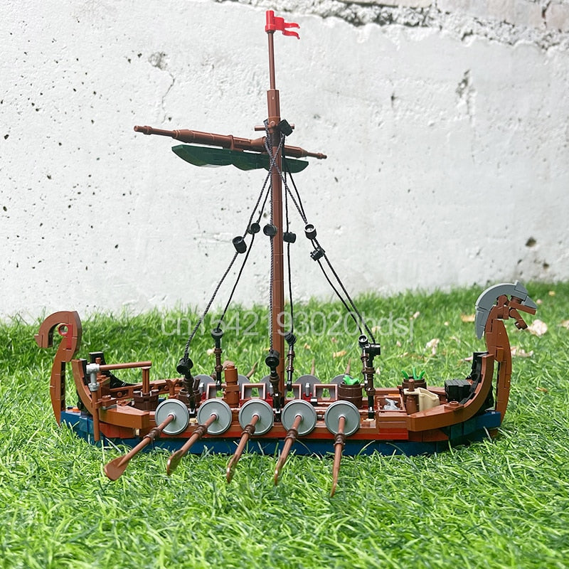 MOC Medieval Military Viking Ship Model Building Blocks Sodiers Figures Boat Bricks Toys MOC-58275 Creative Expert Toys for Boys
