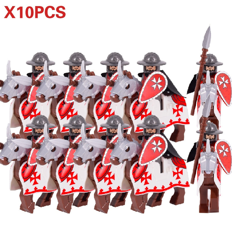 18PCS Classic Crusader Rome Commander Spartan Medieval Knights Group Figures building blocks bricks Castle toys For Boys