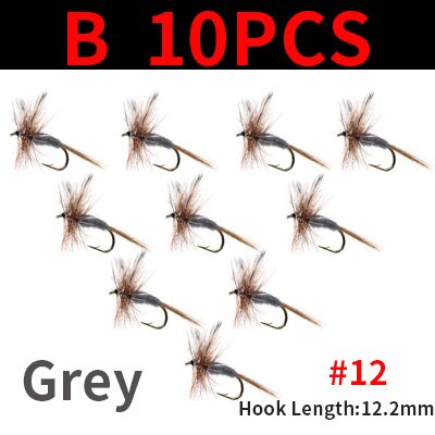 Wifreo 10PCS #10 #12#14#16 Brown Grey Body Adams Fly Trout Fishing Dry Flies Fly Fishing Bait Fly Caddis Midge Adult Mayfly