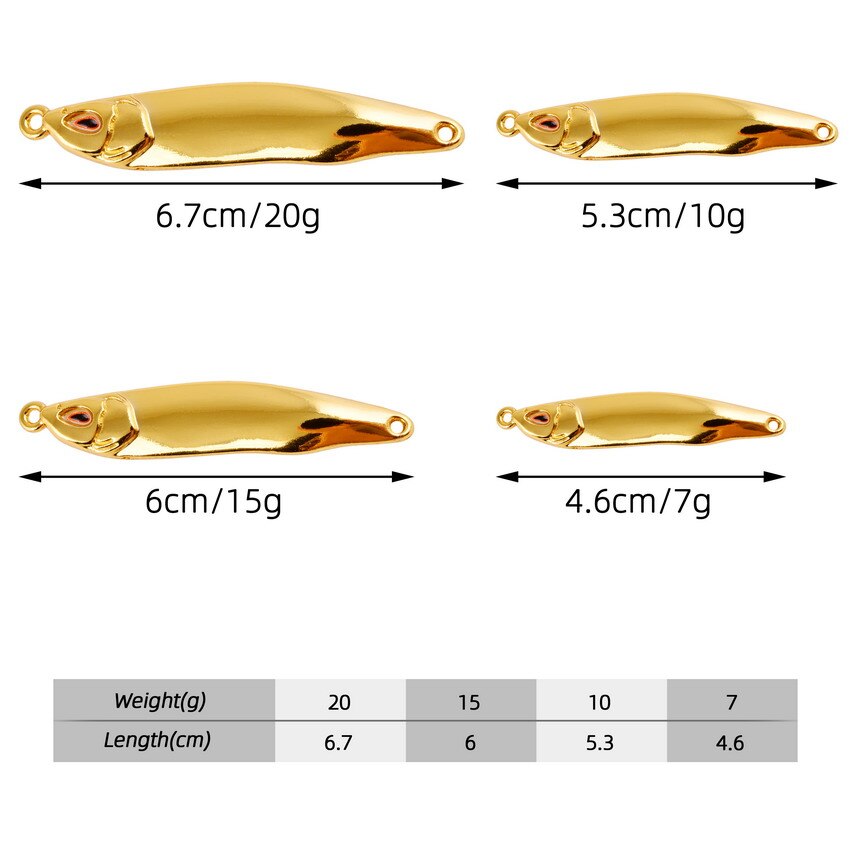 5/7/10/15/20g Gold Silver Metal VIB Lures Strong Vivid Vibrations Spoon Lure Fishing bait Bass Artificial Hard Bait 3D Eyes