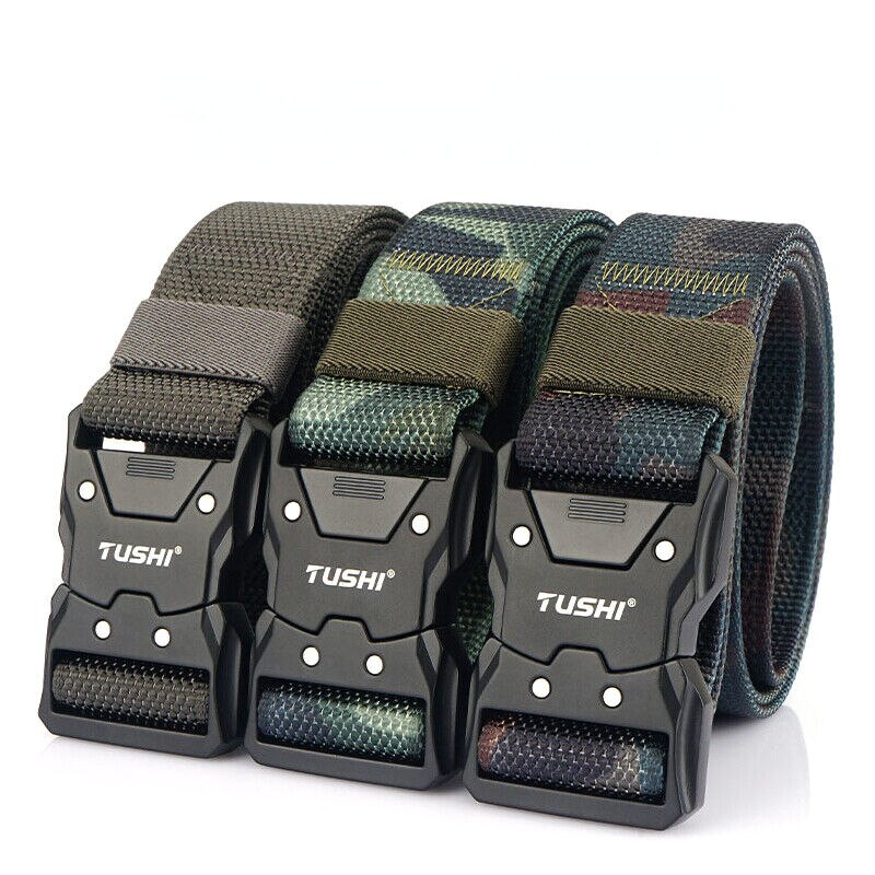Men&#39;s Tactical Belt Hard Alloy Quick Release Buckle Soft Nylon Military Belt Genuine Tactical Belt Military Belt Gun Belt