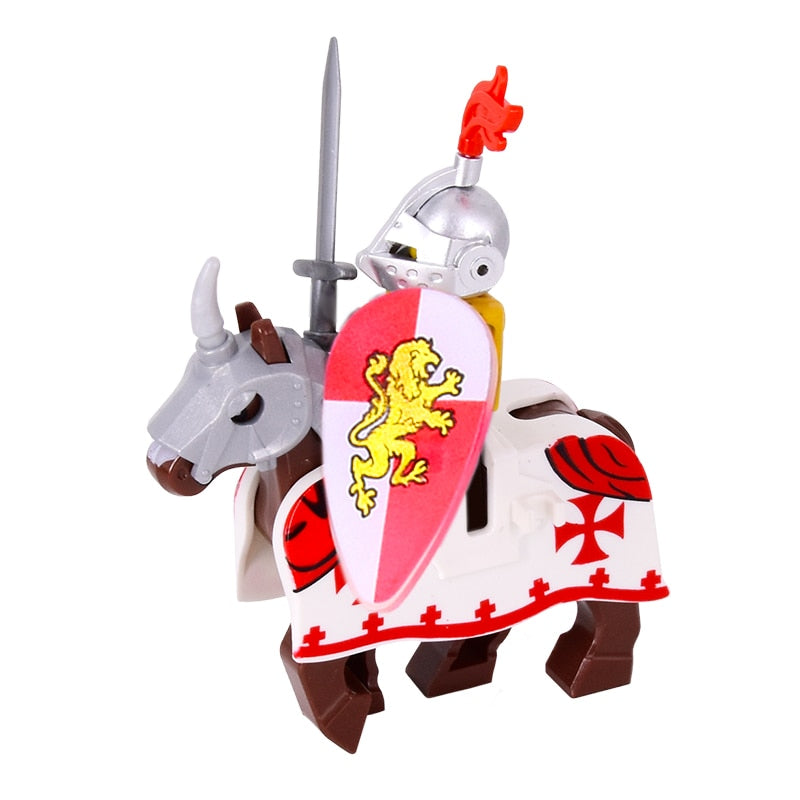 Medieval Figures Middle Ages Rome Warrior Golden Knight Horse Hawk Castle King Dragon Knights Building Blocks BricksToys gifts