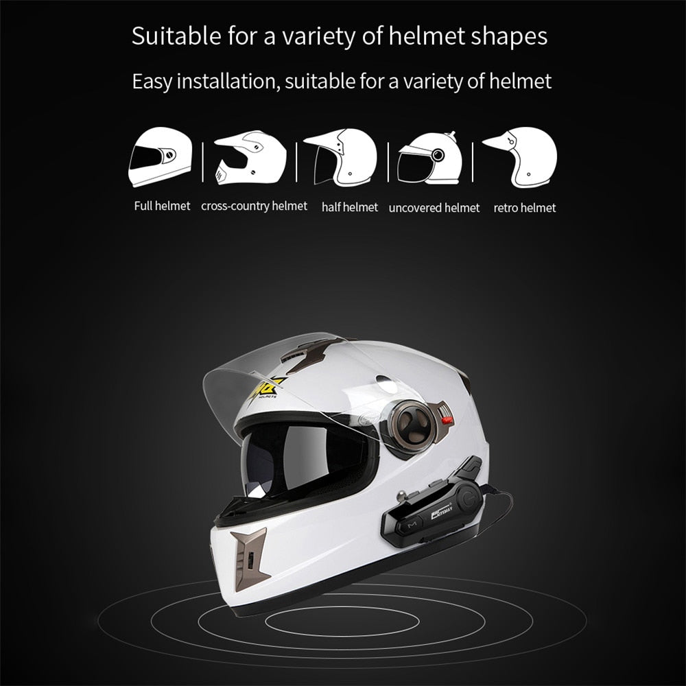 Bluetooth Motorcycle Intercom Helmet Headset For 2 Rider Intercomunicador Moto Wireless Handsfree-call Walkie Helmet Talkie