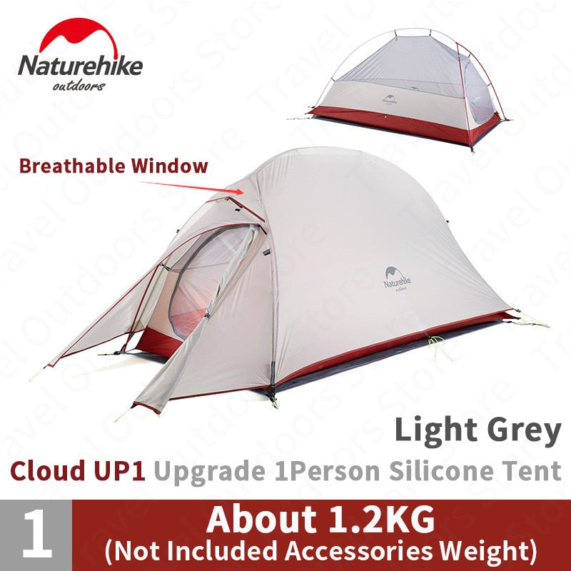 Naturehike Cloud Up Outdoor Camping Tent Ultralight 1 2 3 man 20D Silica Gel Single Double Persons Tent Hiking With Free Mat